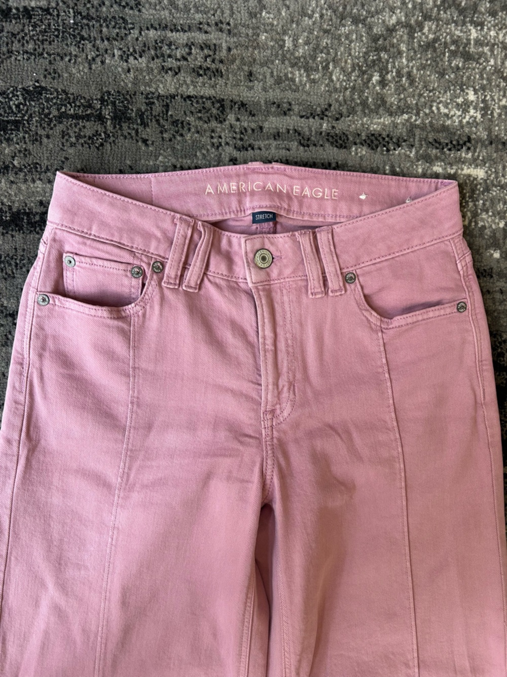 AMERICAN EAGLE Low-Rise Baggy Wide Leg Pink Jeans - Picture 10 of 11